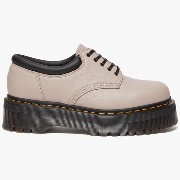 🩵NIB Dr. Martens Taupe 8053 Quad Retro Pisa Leather Platform Oxfords Size 8 - Picture 7 of 16